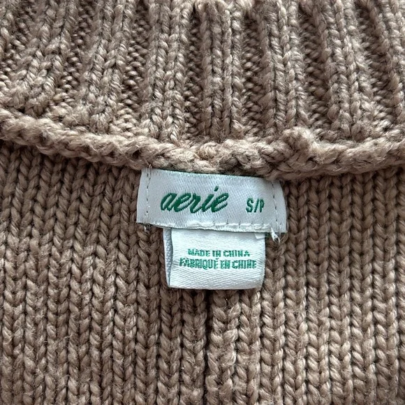 Aerie Cotton Tunic Sweater, Camel Tan, Small - Picture 5 of 9